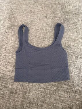 Women’s Full Tilt Chevron Ribbed Scoop Neck Crop Tank Top - Blue
